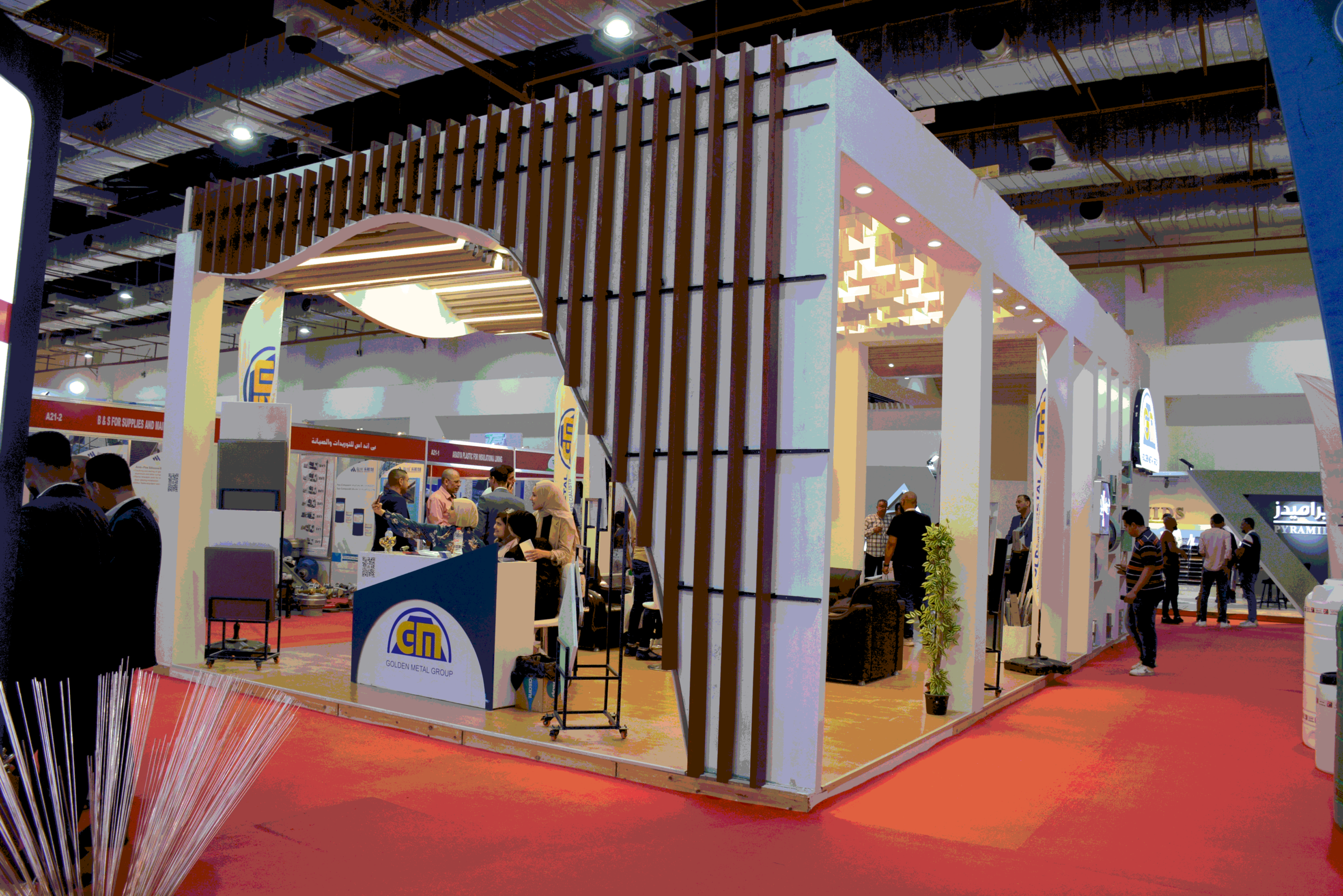 Golden Metal booth at the International Building and Construction Exhibition Egypt Projects جناح جولدن ميتال في المعرض الدولي للبناء والتشييد مشاريع مصر